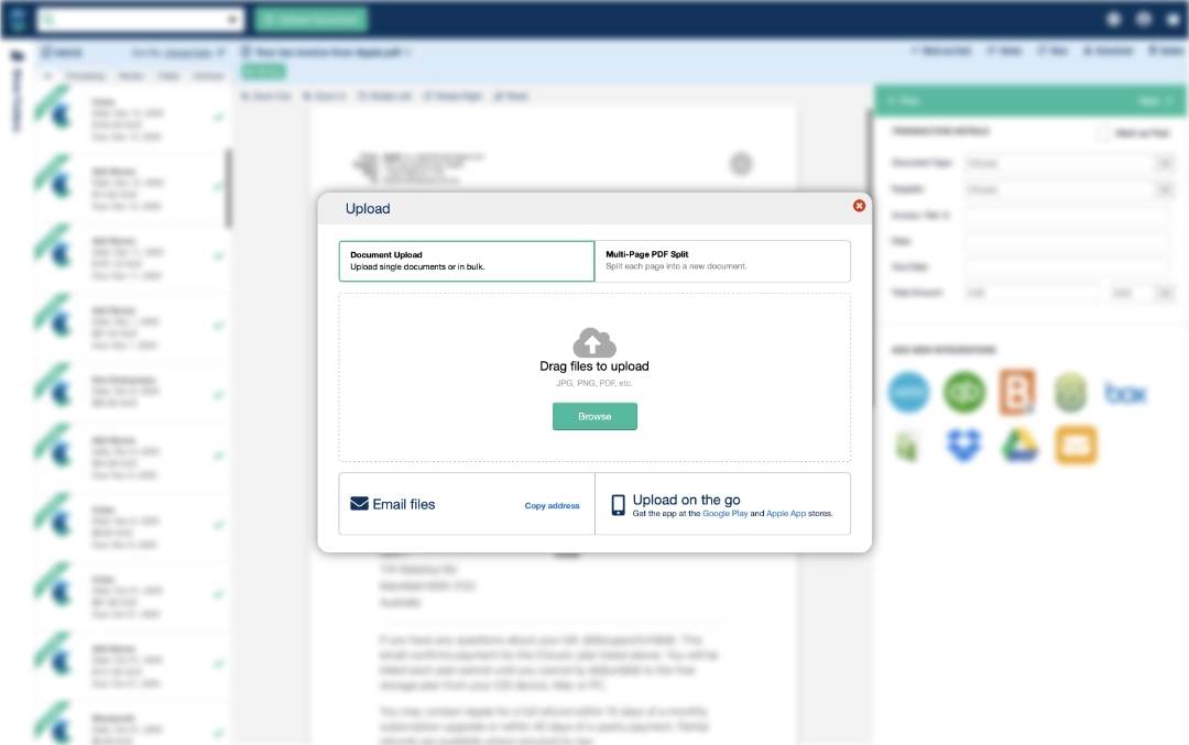 Upload multiple files from the Hubdoc dashboard