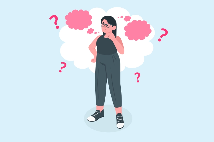 Illustration of woman trying to decide