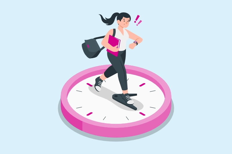 Illustration of woman running late