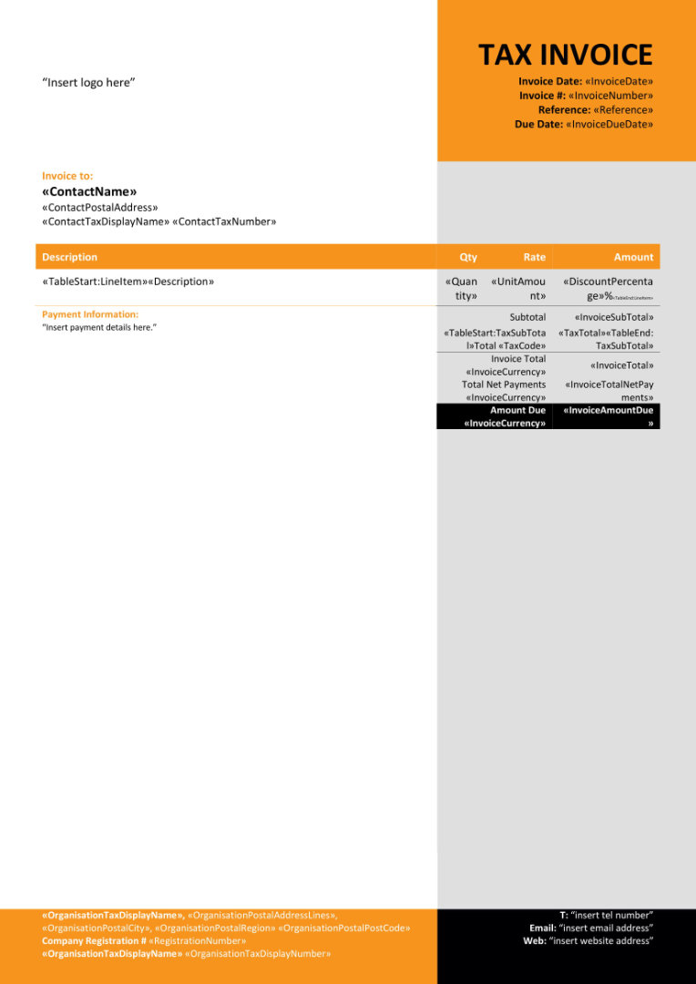 Example Xero invoice template design 3